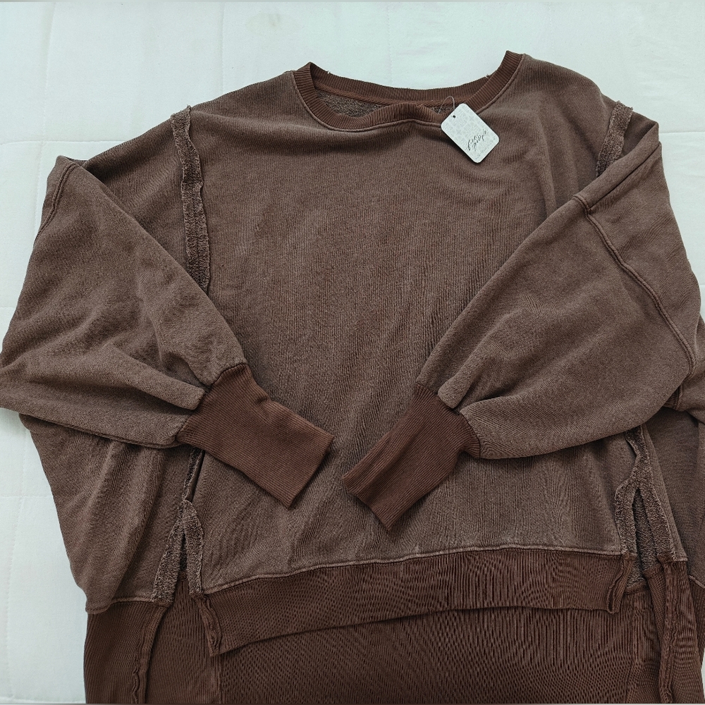 We The Free FP Chocolate Love Weathered Sweatshirt NWT
